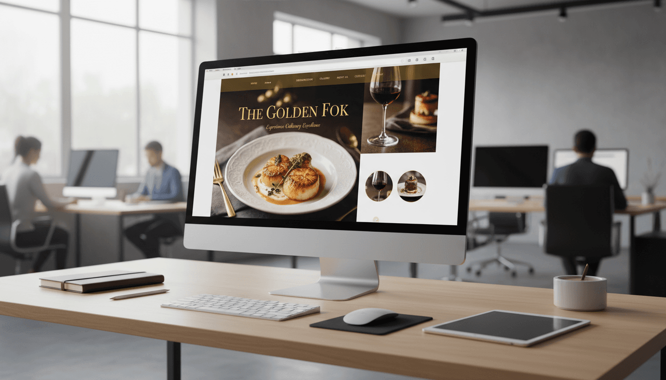 Restaurant website on a laptop screen