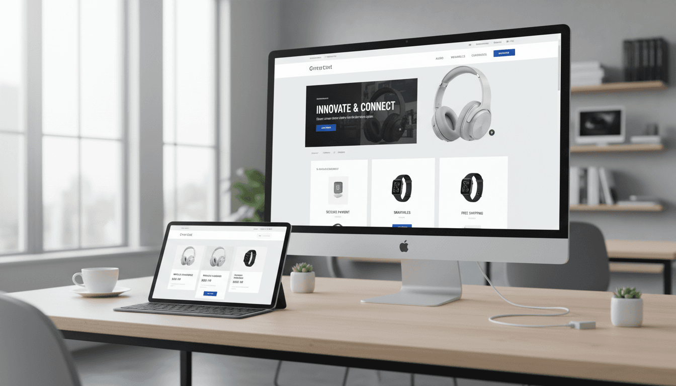 E-commerce website design on a tablet